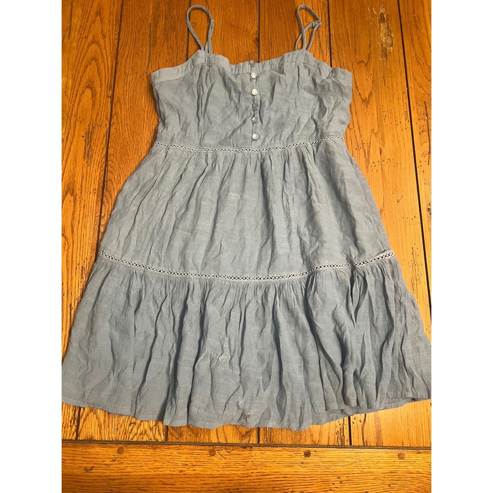 Green Tiered Smocked Back Mini Dress Sleeveless Lace Trim Adjustable Straps